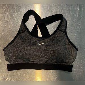 Nike, Womens sports bra grey shimmer, black detail , Med
